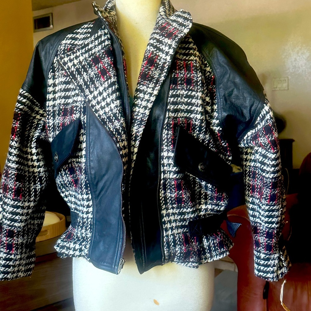 Vintage 80’s Leather and Wool Bomber jacket